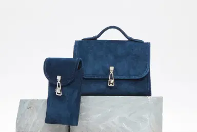 Gabriela Hearst Small Leonora Flap Bag in Navy Suede | Thumbnail 7 Gabriela Hearst Small Leonora Flap Bag in Navy Suede | Thumbnail 7
