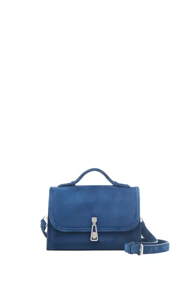 Gabriela Hearst Small Leonora Flap Bag in Navy Suede | Thumbnail 1 Gabriela Hearst Small Leonora Flap Bag in Navy Suede | Thumbnail 1