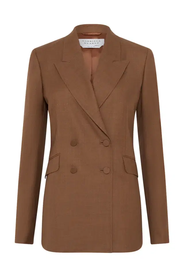 Gabriela Hearst Angela Blazer in Chestnut Wool Silk