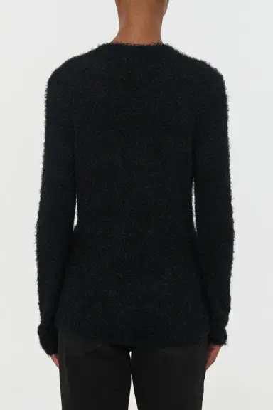 Gabriela Hearst Neoma Knit V-Neck Sweater in Black Silk Cashmere | Thumbnail 4