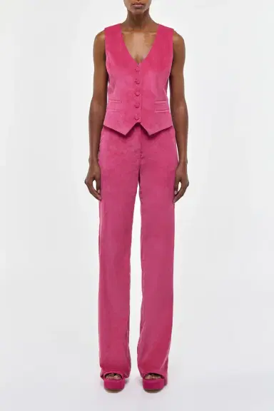 Gabriela Hearst Vesta Flare Pant in Fuchsia Sea Island Cotton Corduroy | Thumbnail 2 Gabriela Hearst Vesta Flare Pant in Fuchsia Sea Island Cotton Corduroy | Thumbnail 2