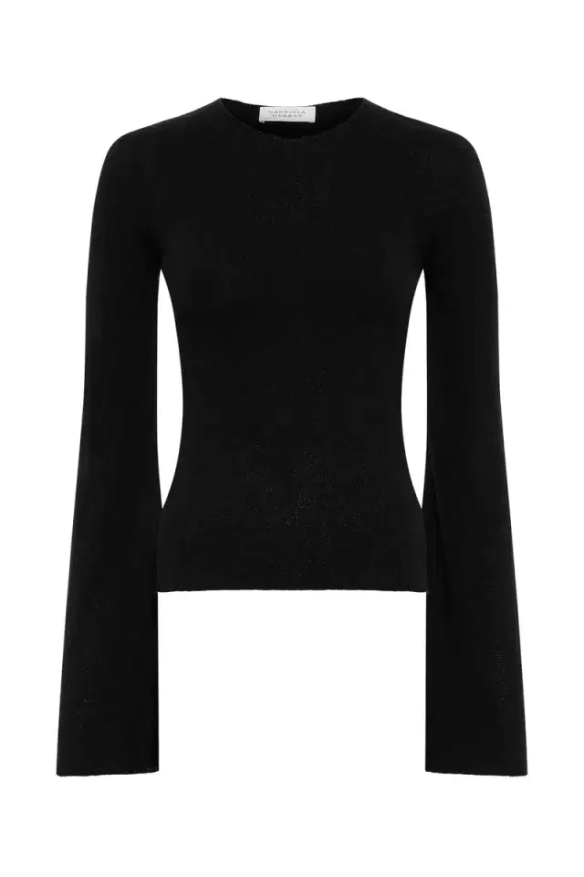 Gabriela Hearst Rafa Knit Top in Black Mulberry Silk