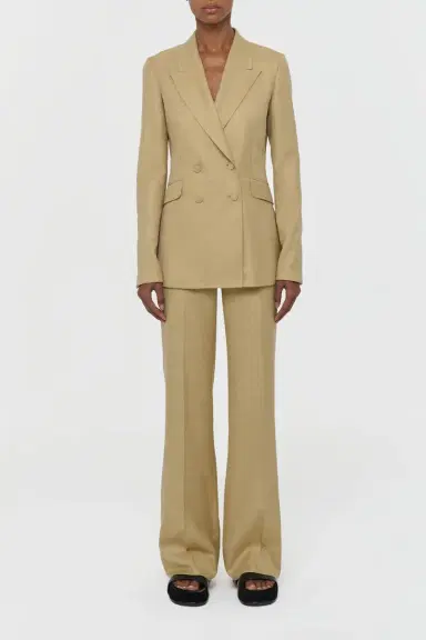 Gabriela Hearst Vesta Flare Pant in Hay Virgin Wool Silk with Linen | Thumbnail 2