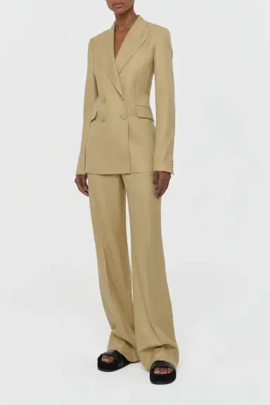 Gabriela Hearst Vesta Flare Pant in Hay Virgin Wool Silk with Linen | Thumbnail 3