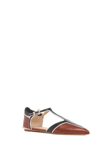 Gabriela Hearst Leya Moto T-Strap Flat Shoe in Cognac Multi Leather | Thumbnail 2
