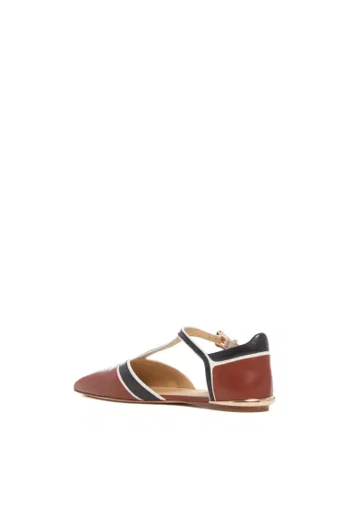 Gabriela Hearst Leya Moto T-Strap Flat Shoe in Cognac Multi Leather | Thumbnail 3
