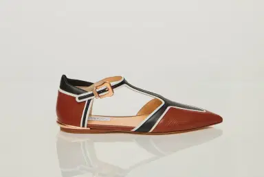 Gabriela Hearst Leya Moto T-Strap Flat Shoe in Cognac Multi Leather | Thumbnail 5