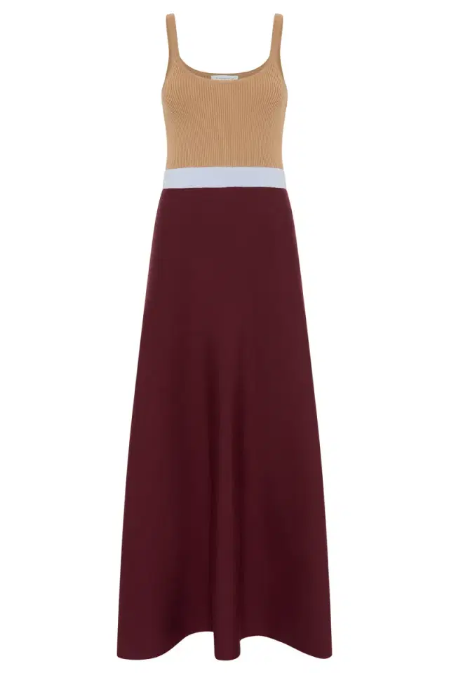 GABRIELA HEARST Flaminius Knit Dress in Bordeaux Multi Merino Wool