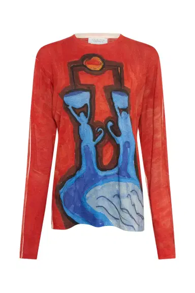 Gabriela Hearst Isaro Long Sleeve T-shirt in Air Multi Printed Cashmere Jersey | Thumbnail 1 Gabriela Hearst Isaro Long Sleeve T-shirt in Air Multi Printed Cashmere Jersey | Thumbnail 1