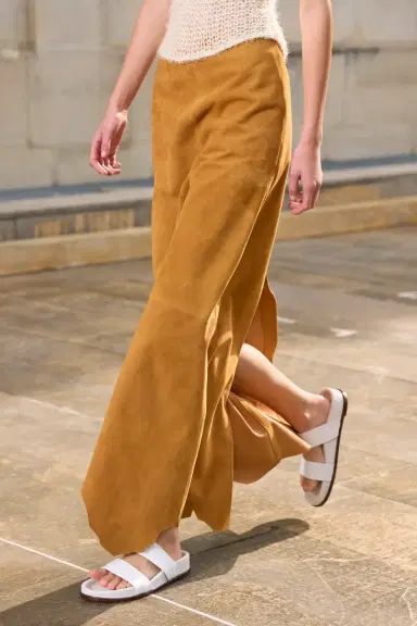 Gabriela Hearst Talor Raw Cut Maxi Skirt in Cashew Suede | Thumbnail 3