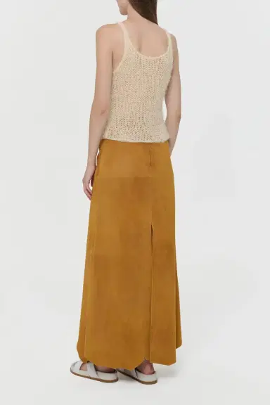 Gabriela Hearst Talor Raw Cut Maxi Skirt in Cashew Suede | Thumbnail 6