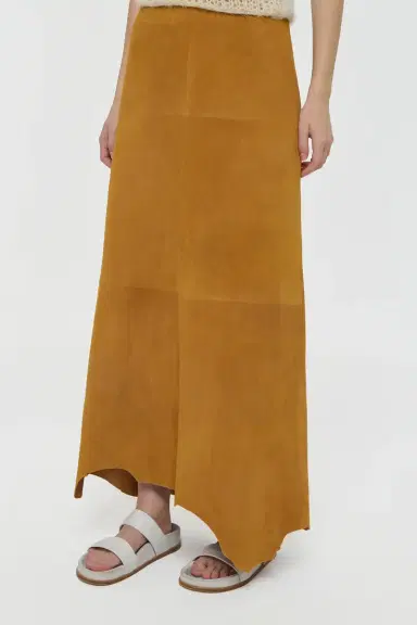 Gabriela Hearst Talor Raw Cut Maxi Skirt in Cashew Suede | Thumbnail 7