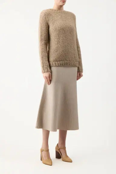 Gabriela Hearst Freddie Knit Midi Skirt in Oatmeal Merino Wool Cashmere | Thumbnail 3