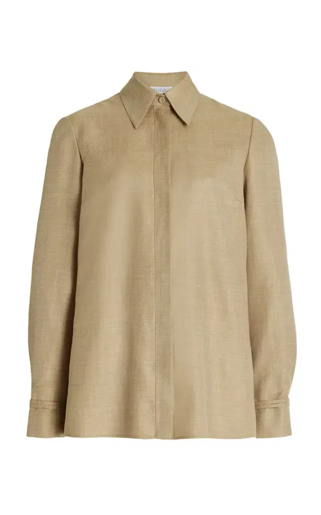GABRIELA HEARST Cruz Shirt in Hay Virgin Wool Silk with Linen