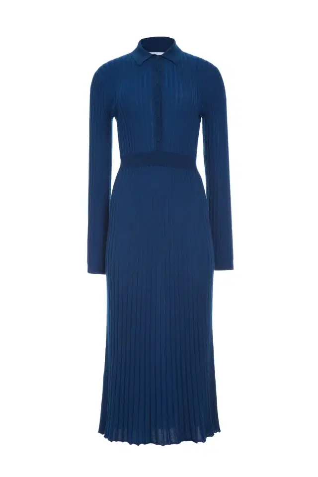 GABRIELA HEARST Ardor Knit Maxi Dress in Washed Denim Cashmere Silk