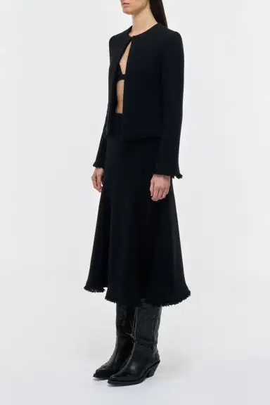 Gabriela Hearst Patterson Midi Skirt in Black Virgin Wool Cashmere | Thumbnail 3 Gabriela Hearst Patterson Midi Skirt in Black Virgin Wool Cashmere | Thumbnail 3