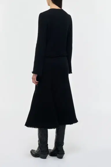 Gabriela Hearst Patterson Midi Skirt in Black Virgin Wool Cashmere | Thumbnail 4 Gabriela Hearst Patterson Midi Skirt in Black Virgin Wool Cashmere | Thumbnail 4