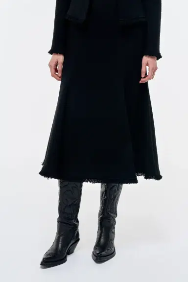 Gabriela Hearst Patterson Midi Skirt in Black Virgin Wool Cashmere | Thumbnail 5 Gabriela Hearst Patterson Midi Skirt in Black Virgin Wool Cashmere | Thumbnail 5
