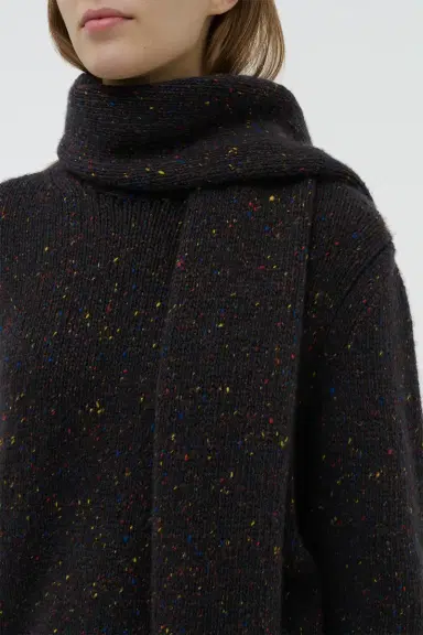 Gabriela Hearst Fokestone Knit Scarf in Charcoal Multi Speckled Aran Cashmere | Thumbnail 2