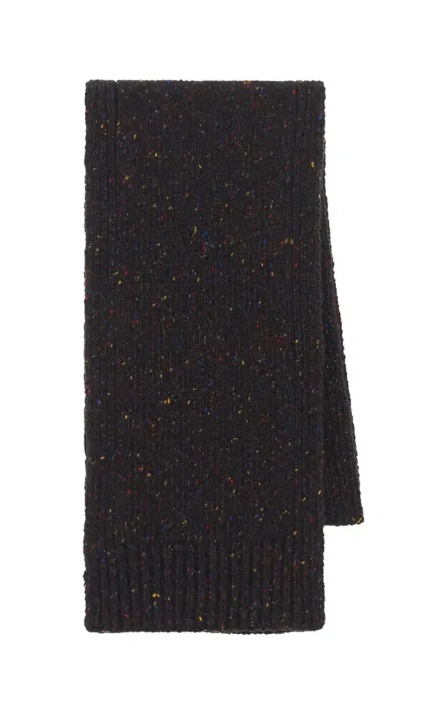 GABRIELA HEARST Fokestone Knit Scarf in Charcoal Multi Speckled Aran Cashmere