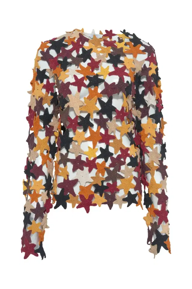 Gabriela Hearst Thalor Crochet Stars Sweater in Multi Cashmere