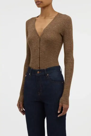 Gabriela Hearst Aiste Knit Cardigan in Chestnut Cashmere Silk with Hemp | Thumbnail 3 Gabriela Hearst Aiste Knit Cardigan in Chestnut Cashmere Silk with Hemp | Thumbnail 3