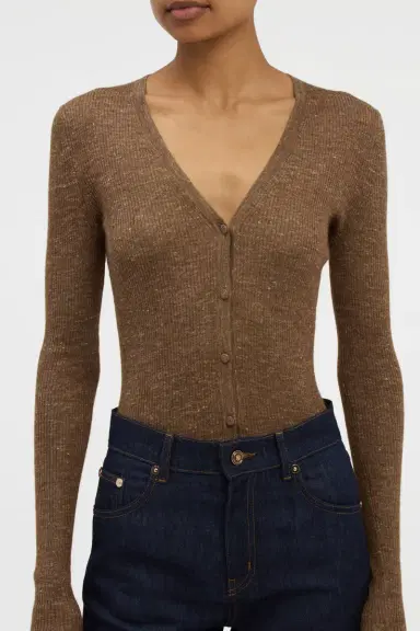 Gabriela Hearst Aiste Knit Cardigan in Chestnut Cashmere Silk with Hemp | Thumbnail 5 Gabriela Hearst Aiste Knit Cardigan in Chestnut Cashmere Silk with Hemp | Thumbnail 5