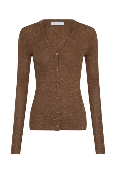 Gabriela Hearst Aiste Knit Cardigan in Chestnut Cashmere Silk with Hemp | Thumbnail 1 Gabriela Hearst Aiste Knit Cardigan in Chestnut Cashmere Silk with Hemp | Thumbnail 1
