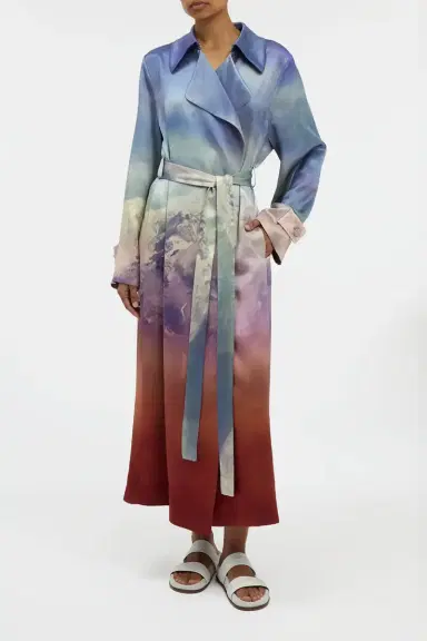 Gabriela Hearst Lyra Trench Coat in Mountain Printed Satin Silk Twill | Thumbnail 3