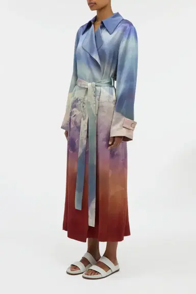 Gabriela Hearst Lyra Trench Coat in Mountain Printed Satin Silk Twill | Thumbnail 4
