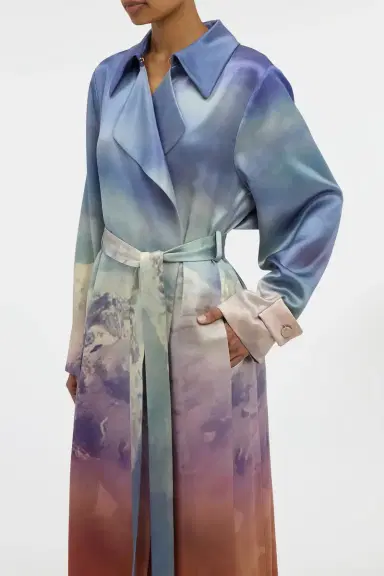 Gabriela Hearst Lyra Trench Coat in Mountain Printed Satin Silk Twill | Thumbnail 6