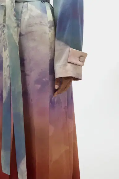 Gabriela Hearst Lyra Trench Coat in Mountain Printed Satin Silk Twill | Thumbnail 8