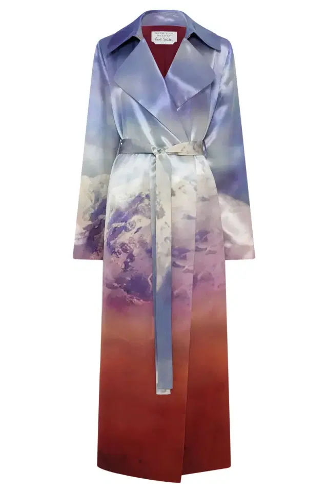 Gabriela Hearst Lyra Trench Coat in Mountain Printed Satin Silk Twill