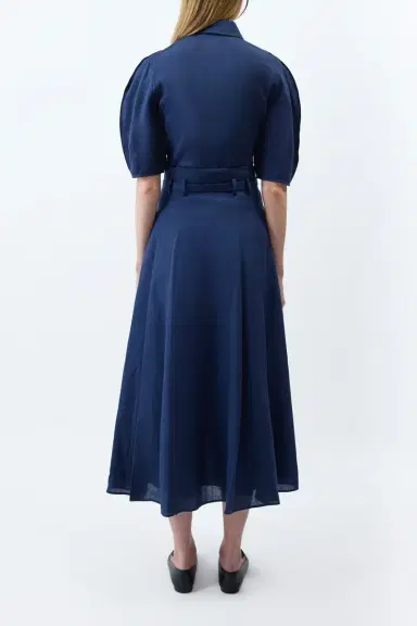 Gabriela Hearst Sansi Top in Electric Navy Aloe Linen | Thumbnail 4