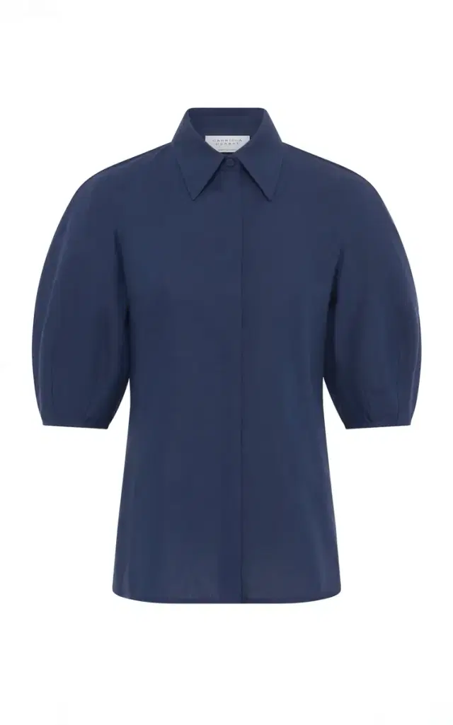 Gabriela Hearst Sansi Top in Electric Navy Aloe Linen
