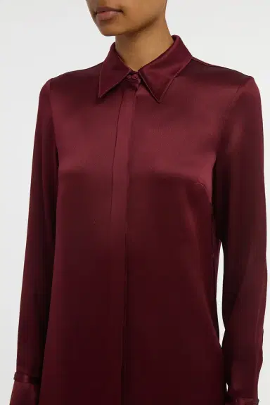 Gabriela Hearst Cruz Shirt in Bordeaux Silk Satin | Thumbnail 5 Gabriela Hearst Cruz Shirt in Bordeaux Silk Satin | Thumbnail 5