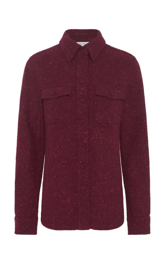 GABRIELA HEARST John Austin Shirt in Bordeaux Speckled Cashmere