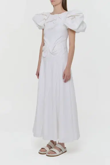 Gabriela Hearst Navi Puff Sleeve Maxi Dress in Aloe Linen | Thumbnail 5 Gabriela Hearst Navi Puff Sleeve Maxi Dress in Aloe Linen | Thumbnail 5