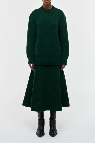 Gabriela Hearst Alfie Knit Sweater in English Green Speckled Aran Cashmere | Thumbnail 3