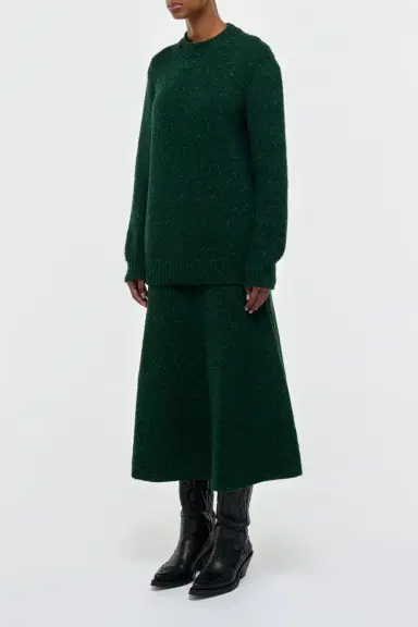 Gabriela Hearst Alfie Knit Sweater in English Green Speckled Aran Cashmere | Thumbnail 4