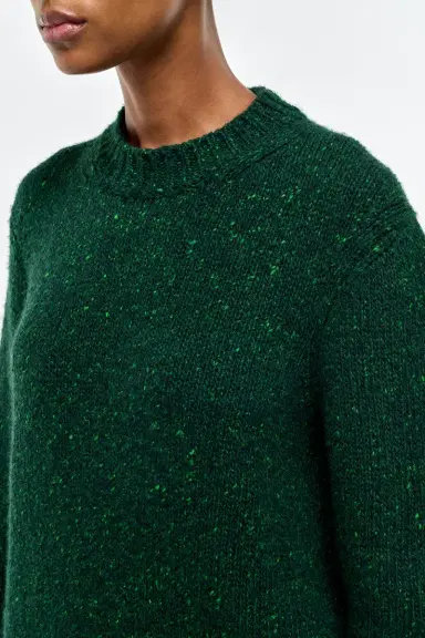 Gabriela Hearst Alfie Knit Sweater in English Green Speckled Aran Cashmere | Thumbnail 6
