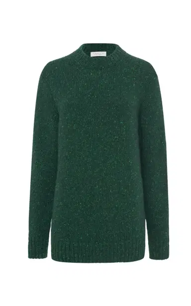 Gabriela Hearst Alfie Knit Sweater in English Green Speckled Aran Cashmere | Thumbnail 1