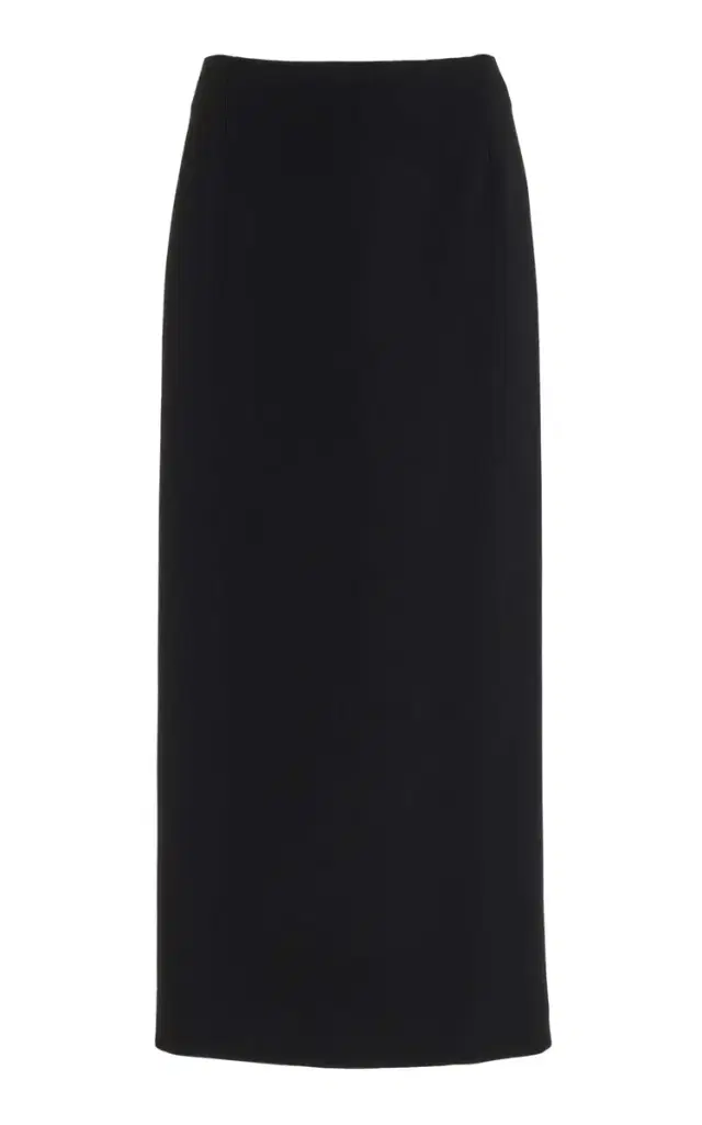 Gabriela Hearst Manuela Midi Skirt in Black Virgin Wool Crepe