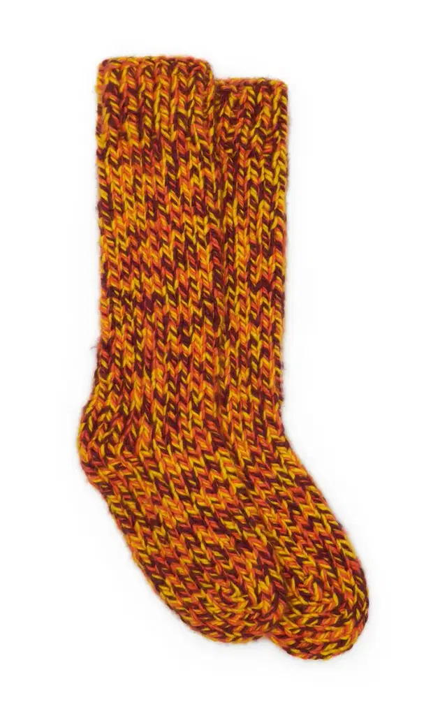 Gabriela Hearst Leto Knit Socks in Cadmium Yellow, Spice & Bordeaux Cashmere