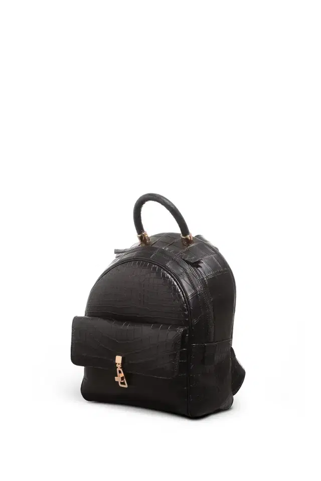 GABRIELA HEARST Mini Billie Backpack in Black Crocodile Leather