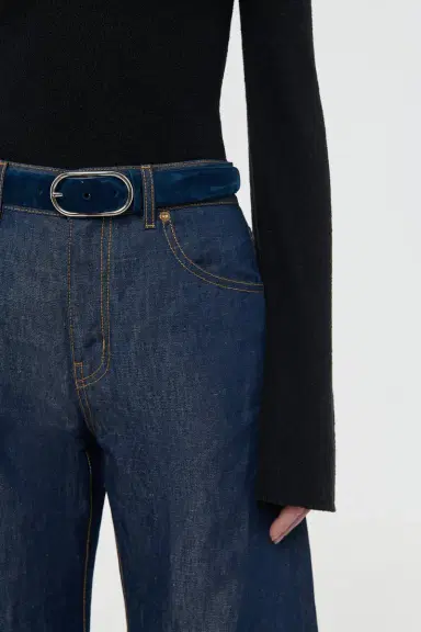 Gabriela Hearst Link Buckle Belt in Navy Suede | Thumbnail 2
