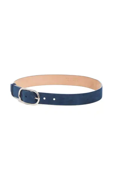 Gabriela Hearst Link Buckle Belt in Navy Suede | Thumbnail 3