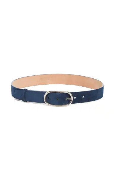 Gabriela Hearst Link Buckle Belt in Navy Suede | Thumbnail 1