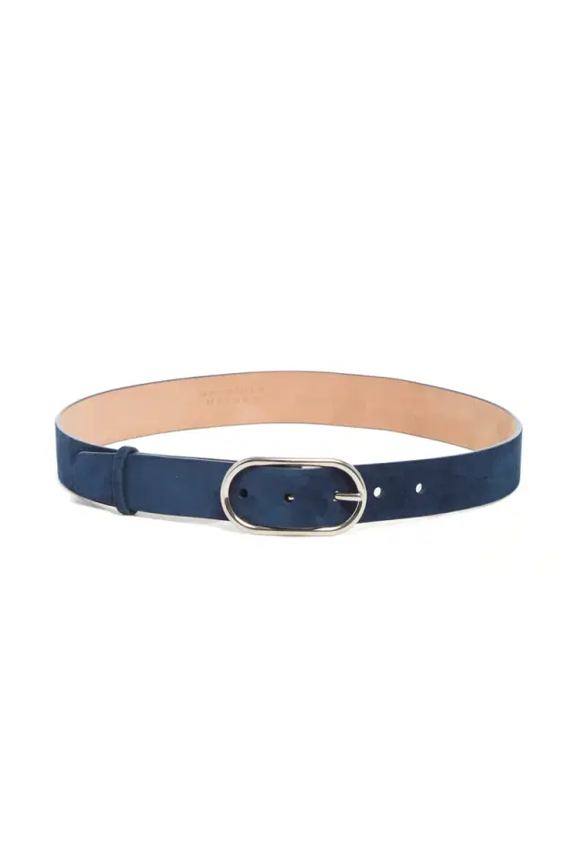 Gabriela Hearst Link Buckle Belt in Navy Suede