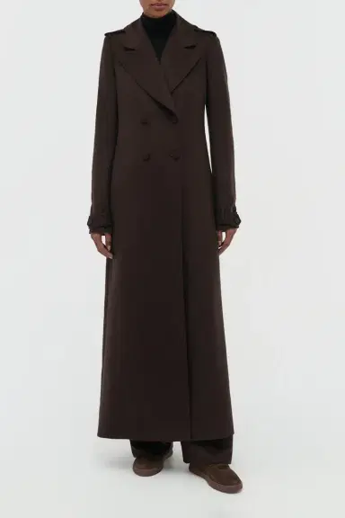 Gabriela Hearst Houstt Trench Coat in Chocolate Winter Silk | Thumbnail 2